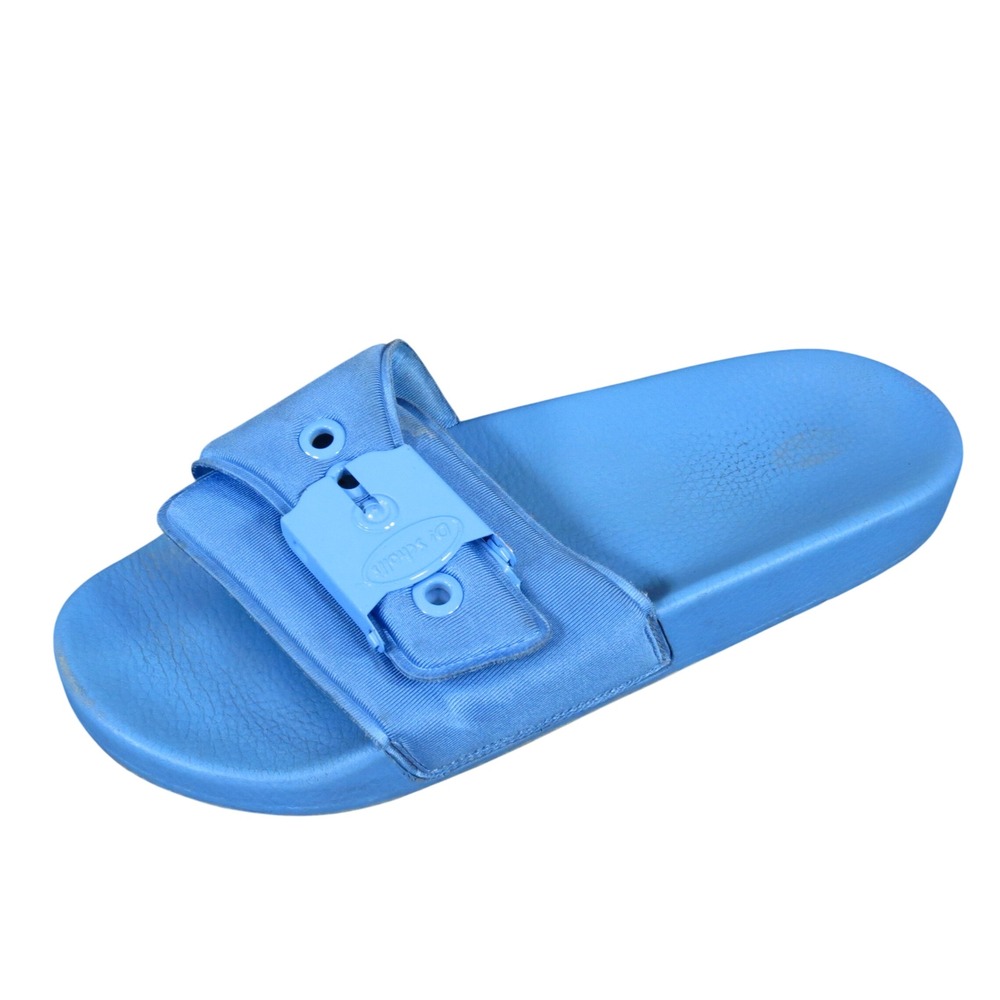 Dr. Scholl's Poolside Women Slide Sandals Size 9 Water Beach Blue Fabric Buckle